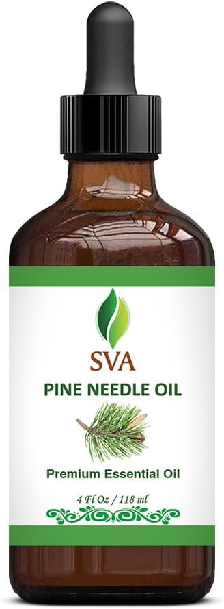 SVA Pine Needle Essential Oil – 4 Fl Oz – 100% Natural Pine Needle Oil - for Diffuser, Hair Care, Face, Skin Care, Aromatherapy, Scalp and Body Massage, Soap and Candle Making – with Dropper