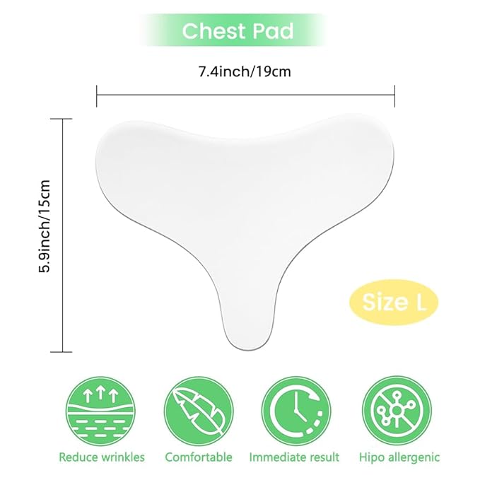 evpct 2Pcs Silicone Chest Smoothing Wrinkle Pads Reusable, Silicone Anti Chest Wrinkle Patches Reusable for Chest Wrinkles Overnight, Décolleté Chest Wrinkle Pillow Pads for Smoother, Size L- T Type