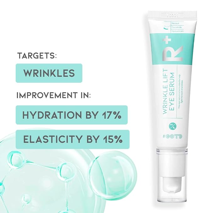 Retinol Eye Cream Serum For Wrinkle Lift, Anti Aging, Under Eye Bag, Puffy Eyes and Dark Circles Treatment, Ceramide, Hyaluronate, Korean Vegan Eye Facial Serum 30g