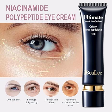 Temporary eye tightening cream, instantly reduces eye bags and dark circles, daily anti-aging, eye cream quickly repairs wrinkles, reduces fine lines, contains hyaluronic acid and retinol, 0.68 oz