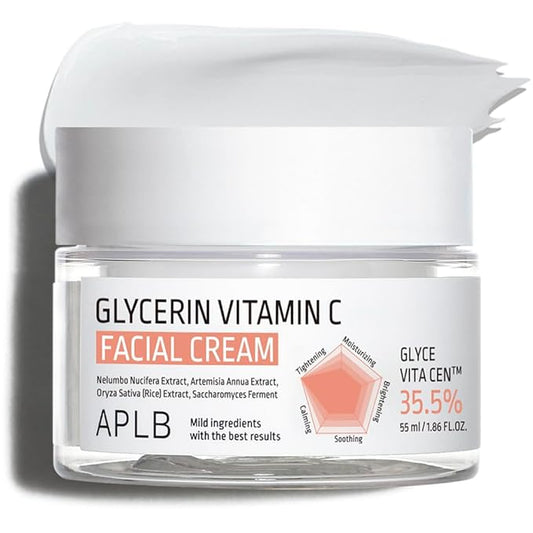 APLB Glycerin Vitamin C Facial Cream | GLYCE VITA CEN™ 35.5% 1.86 FL.OZ/Korean Skincare, Soothing, Moisture retention, Elasticity care, Revitalize for gentle and improve skin texture