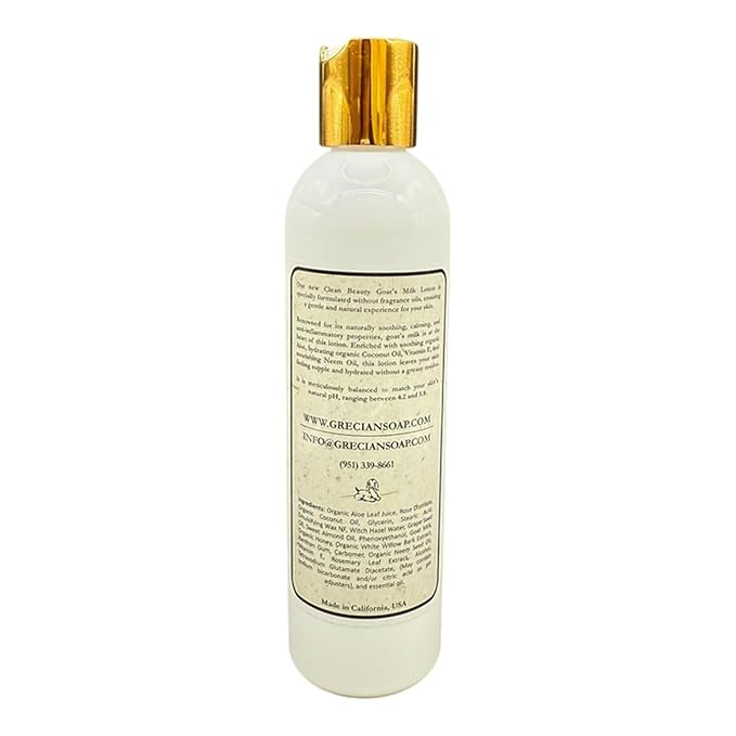 Organic Clean Beauty Goat's Milk Lotion in Jasmine - 8 oz All Natural Goats Milk Lotion for Women and Men, Enriched with Essential Oils, Body Moisturizer for Everyday Use