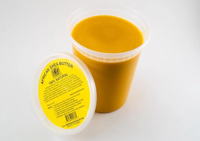 RA Cosmetics 100% Pure and Natural African Shea Butter - Handcrafted Moisturizer with Essential Vitamins for Radiant Skin and Luscious Hair - 32 oz Jar