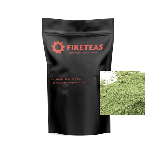 FIRE TEAS Matcha Green Tea Powder (90 Grams) - Superior Grade, Delicious, Healthy - Rich in Anti Oxidants -