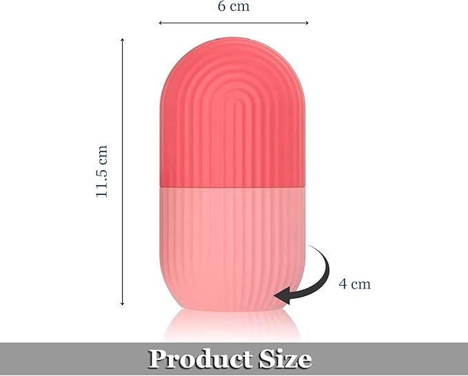 Ice Roller for Face, Eyes & Neck – Reusable Silicone Ice Mold for De-Puffing, Skin Care & Facial Massage (Pink)
