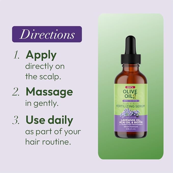 ORS Oive Oil Braidzone Fertilizing Serum with Lavender, Acai & Biotin for Hair & Scalp 2 oz (1)
