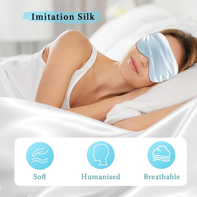 Cooling Eye Mask and Silky Sleep Mask 4 Packs for Man Women for Sleeping Frozen Ice Eye Mask Cold Warm Compress Dark Circles Puffiness Dry Eyes Gifting