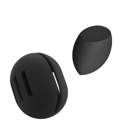 FERYES Makeup Sponge Holder with Makeup Sponge– Eco-Friendly Silicone Beauty Make Up Blender Case and Dry & Wet Use Foundation Sponge for Travel