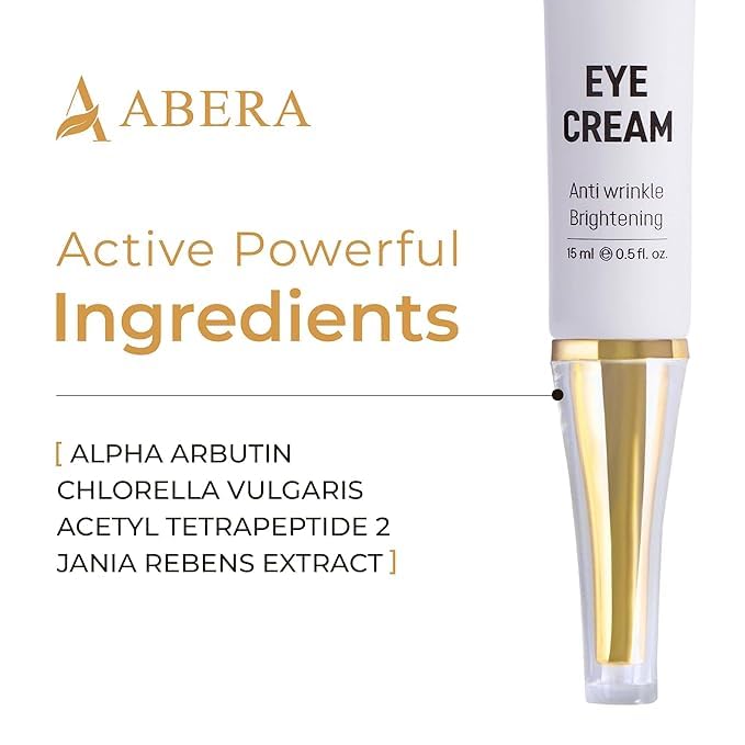ABERA Natural Repair Eye Cream, Minimizes Under Eye Bags & Puffiness, Reduce Wrinkles, Fine Lines and Dark Circles, 0.5 fl oz