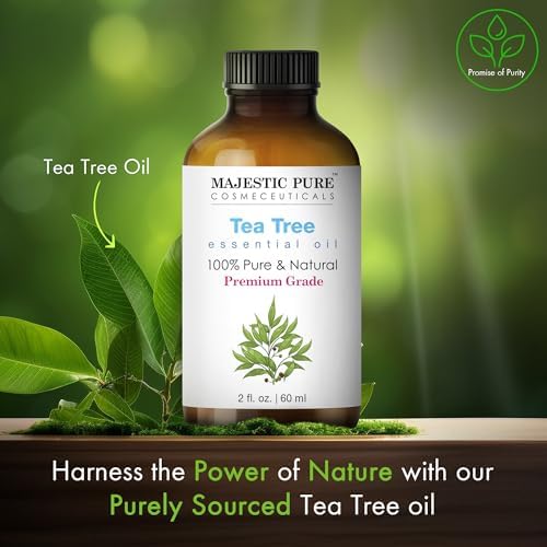 MAJESTIC PURE Tea Tree Essential Oil | 100% Pure and Natural Oil | Premium Grade Essential Oils for Hair Care, Home Diffusers, Skin, Aromatherapy, Massage and Humidifiers | 2 Fl Oz