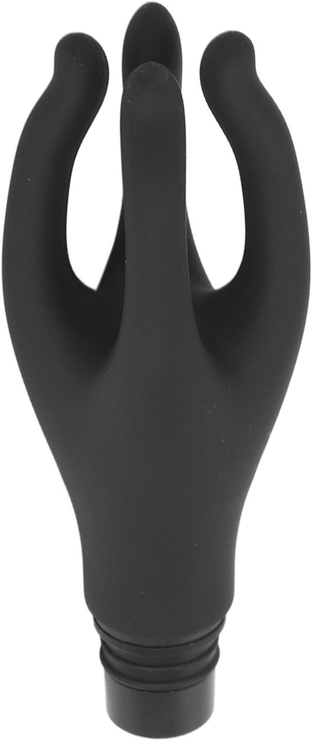 Fascia Massage Gun Head, Replaceable Head 4 Fingers Artifical Hand Silicone Fascia Adult Machines Attachments, Black Caliber 0.71‑0.75in