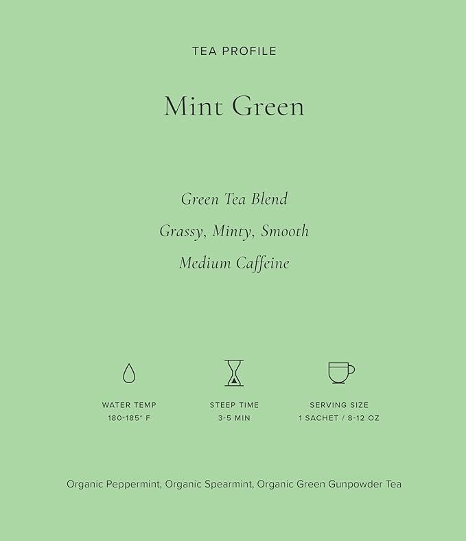 Art of Tea | Mint Green Tea | 12 Count Pyramid Tea Bag Sachets