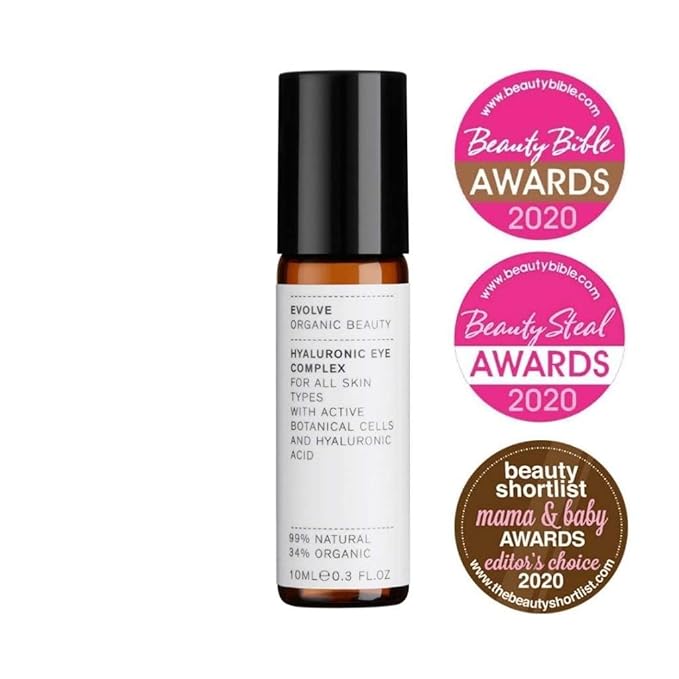 Evolve Organic Beauty - Natural Hyaluronic Eye Complex | Small-Batch, Vegan Clean Beauty (0.3 fl oz | 10 mL) Packaging May Vary