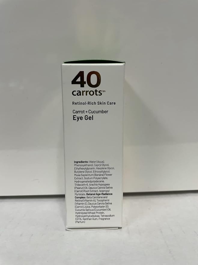 40 Carrots Carrot & Cucumber Eye Gel with Retinol for All Skin Types - Smooths Fine Lines & Reduces Wrinkles, Crow's Feet, Dark Circles, Under Eye Bags | Paraben Free (0.5 fl oz)