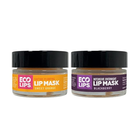 Eco Lips Daily Plumping Lip Mask with Hyaluronic Acid + Overnight Intensive Lip Mask with Gotu Kola 2-pack by Eco Lips 100% Natural. Made in USA