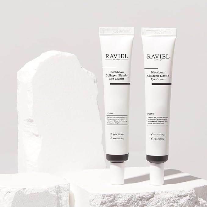RAVIEL Black Bean Collagen Elastic Eye Cream Set | Brightening & Anti-Wrinkle | Smooth & Fast Absorbing, KFDA-Certified | Highly Rated in Korea (0.67 fl oz, Pack of 2)