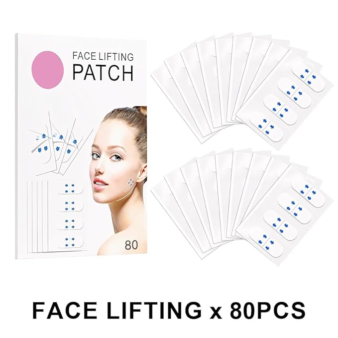 Kaely 80 Pcs Instant Face Lift Tape,Antiaging Body Shaping Tape,Neck Lifting Tape for Saggy Skin,Facelift Tape and Bands for Double Chin Jowls Thigh,Creates V-Shaped Face