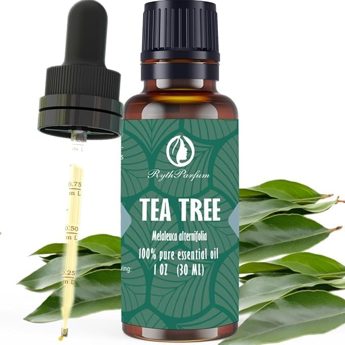 Pure Tea Tree Oil 30ML with 𝐆𝐫𝐚𝐝𝐮𝐚𝐭𝐞𝐝 𝐄𝐲𝐞 𝐃𝐫𝐨𝐩𝐩𝐞𝐫 - Therapeutic Grade for Skin, Hair, Face,Toenails | 100% Natural Melaleuca Tea Tree Essential Oil for Face,Piercings, Scalp