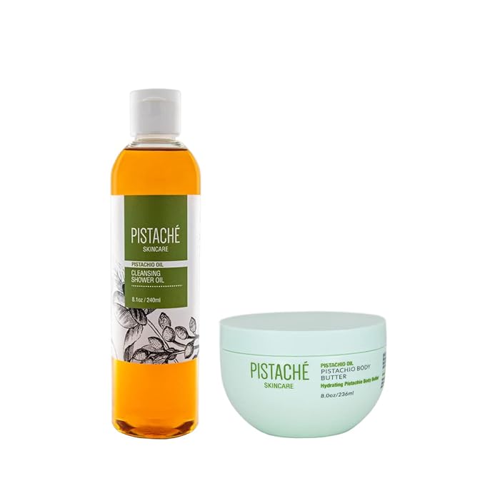 Pistaché Skincare Pistachio Oil Winter Defense Hydration Duo Set + Whipped Body Butter + Cleansing Shower Oil + Hydrating and Nourishing + Moisturizing + Softening + Vitamin E + Antioxidant Protection