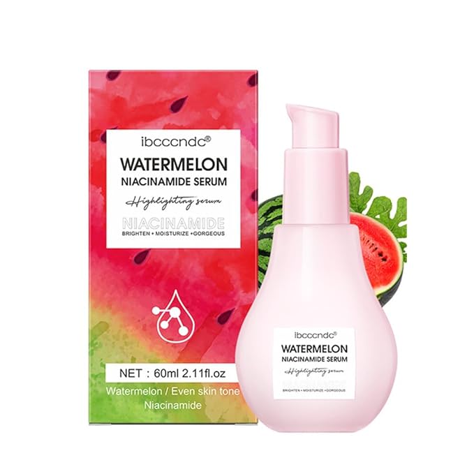 Watermelon Niacinamide Moisturize Serum, Highlighting Serum, Hydrating with Hyaluronic Acid, Glycerin and Vitamin E, Lightweight Facial Serum & Priming Liquid Highlighter