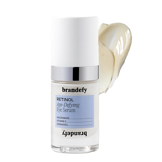 Brandefy Retinol + Niacinamide Anti-Aging Eye Serum - Under Eye Cream for Dark Circles and Wrinkles - Peptide, Caffeine, Vitamin C E Eye Cream - Made in The USA (O.5 Oz)