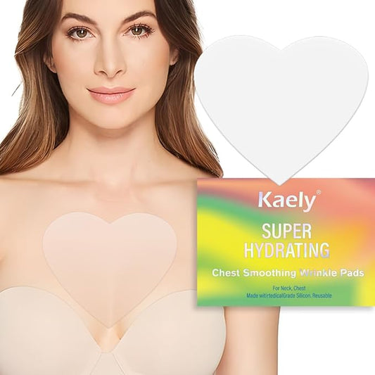 evpct 1Pcs Silicone Chest Smoothing Wrinkle Pads Reusable, Silicone Anti Chest Wrinkle Patches Reusable for Chest Wrinkles Overnight, Décolleté Chest Wrinkle Pillow Pads for Smoother,Size M-Love Heart