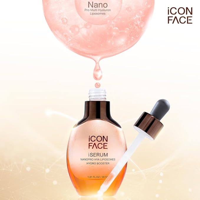 iCon Face iSerum - 20x Nano Hyaluronic Acid Ageless Hydro Booster Serum, 12Hour Moisturizing & Collagen Production, Age Defying, Natural Arbutin, Pearl Extract, 30ml