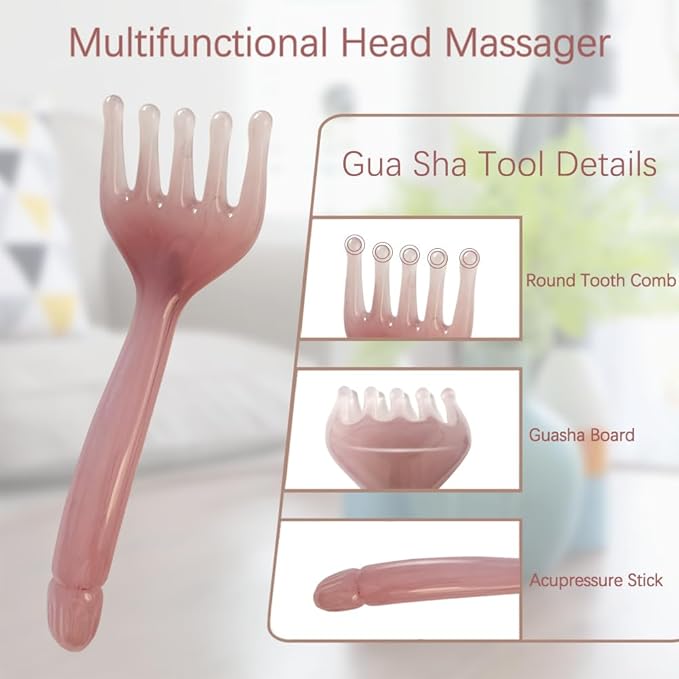 2PCS Head Massager Scalp - Resin Back Scratcher for Men Women - Five Claw Gua Sha Massager Comb for Foot Back Neck Shoulder Relaxation - Hair Scalp Massager Gua Sha Comb for Soothing Head Massage