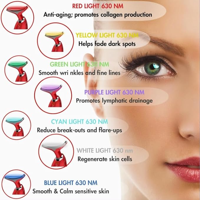 7- in- 1 Skin Care: This Facial Anti-Aging Device has Multiple Skin Care Functions, it has 7 Different Color and 3 Massage Modes, Meet Your Various Needs, so You can Enjoy Skin Care at Home.