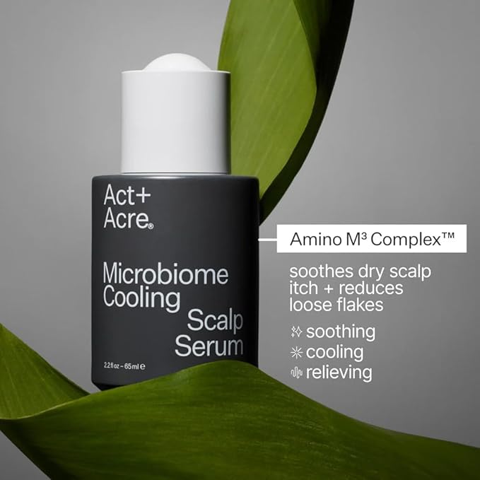 ACT+ ACRE Microbiome Cooling Scalp Serum - Instant Relief for Dry Itchy Scalp & Loose Flakes - Peppermint Oil & Amino Acid for Scalp Balance - Natural, Vegan, Paraben-Free Formula - 2.2 fl oz