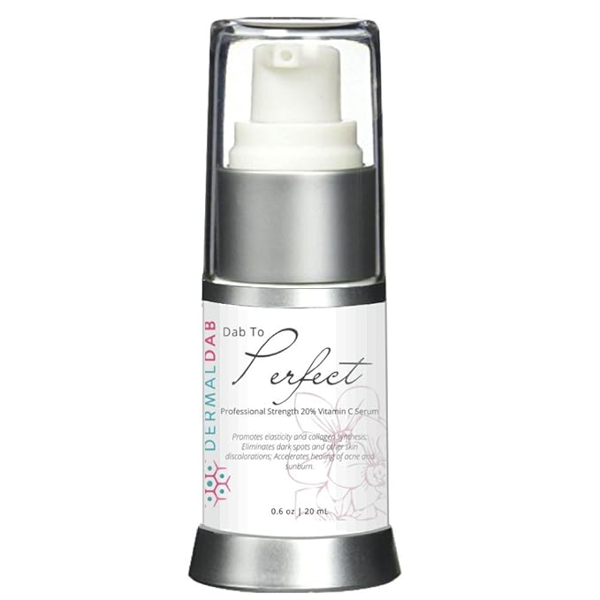 Dermal Dab, Dab To Perfect Professional Strength 20% Vitamin C Serum For Face - Brighten Complexion, Firm Loose Skin, Protect From UV Damage & Reduce Under-Eye Circles (15mL)
