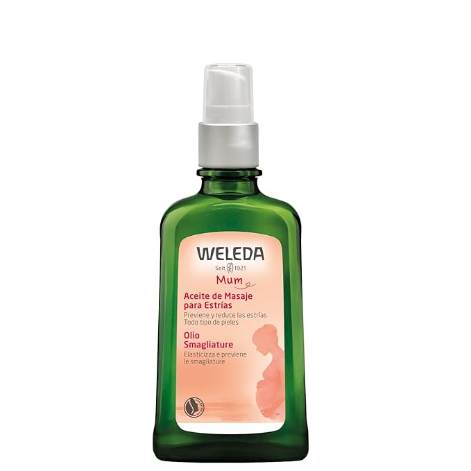 Weleda Stretch Mark Pregnancy Massage Oil, 3.4 Fluid Ounce, Plant Rich Oil with Vitamin E, Sweet Almond, Jojoba and Arnica Oils