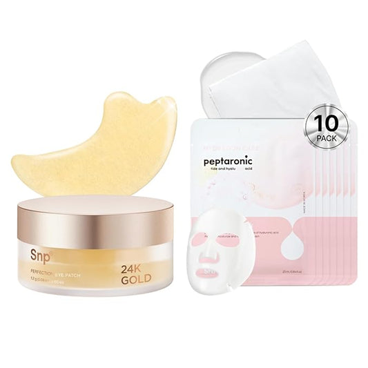 SNP [K Beauty 24K Gold Perfection Eye Patch & Peptaronic Sheet Mask