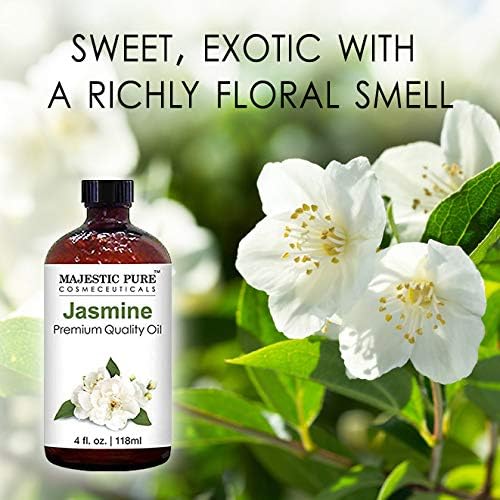 MAJESTIC PURE Jasmine Essential Oil | 100% Pure and Natural Jasmine Oil | Premium Grade Essential Oils for Hair Care, Home Diffusers, Skin, Aromatherapy, Massage and Humidifiers | 4 Fl Oz