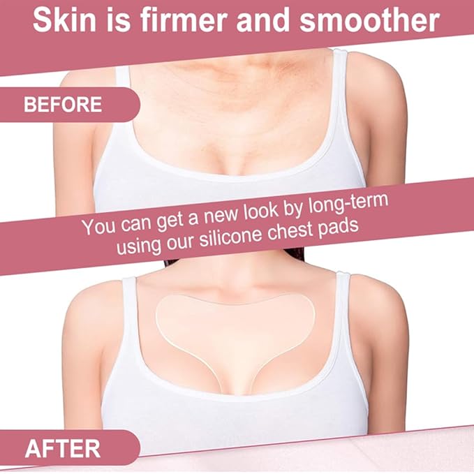 Chest Wrinkle Patches, Reusable Hydrogel Anti Aging Chest Pads, Hypoallergenic Silicone Gel Anti Wrinkle Tape for Side Sleeping, Neck & Décolleté, Smooth Fine Lines (chest-2 Pcs)