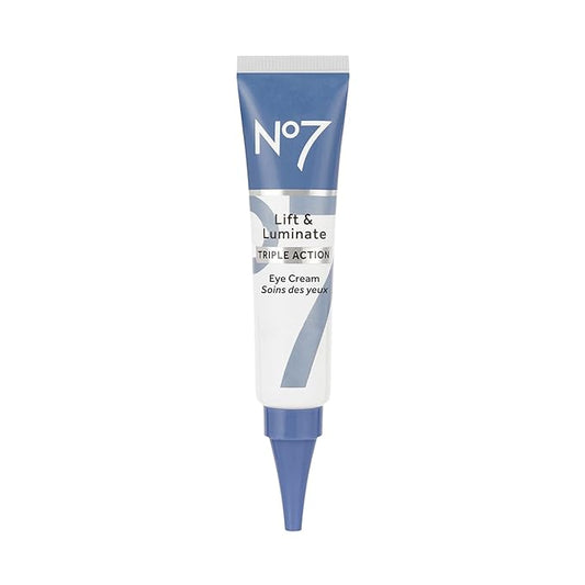 No7 Lift & Luminate Triple Action Eye Cream - Anti-Aging Under Eye Cream for Dark Circles, Puffiness & Wrinkles - Formulated with Vitamin C to Brighten and Refresh Tired Eyes (0.5 Fl Oz)