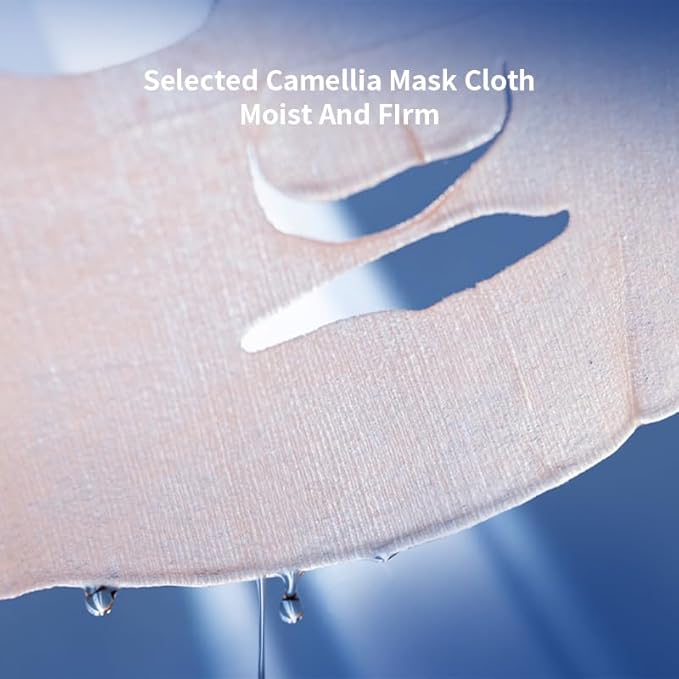 Hyaluronic Acid Face Mask, Hydrating & Firming Collagen Sheet Mask with Camellia Mask Cloth, Anti-Aging & Skin Elasticity Boost, Suitable for All Skin Types, 28ml*5ea