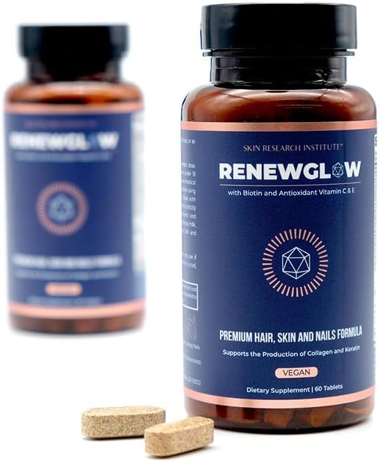 Renewglow Hair Supplement, Proven to Promote Healthy Hair Growth Supports Thicker, Fuller Hair and Healthier Skin, Ages 35 and Up