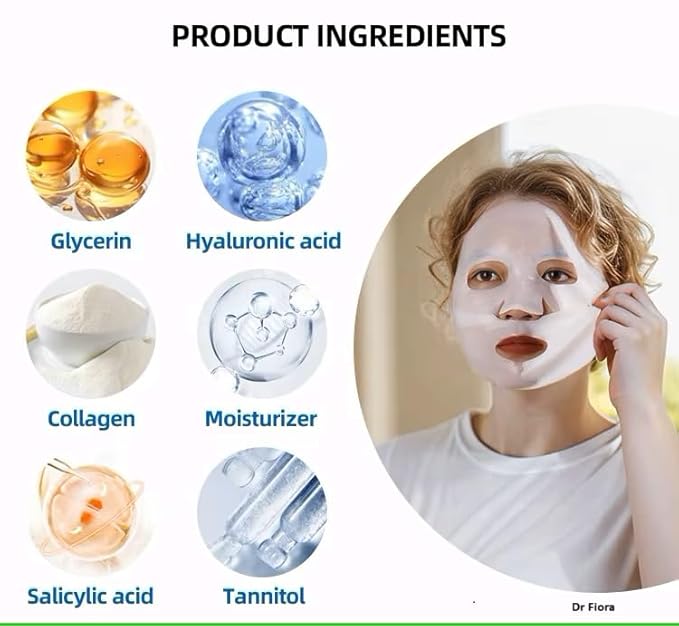 Bio Collagen Face Mask – Anti-Wrinkle & Hydrating Sheet Mask with Hyaluronic Acid | Moisturizing & Beauty Boost for Glowing, Youthful Skin