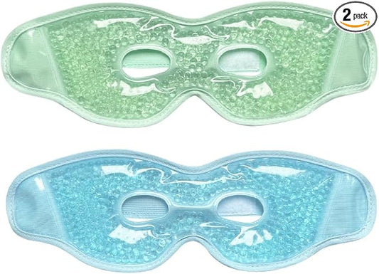 2PCS Cooling Eye Mask for Puffy Eyes, Gel Eye Mask, Reusable Hot Cold Therapy Eye Mask for Puffiness, Cold Eye Mask, Ice Pack for Eyes Surgery, Cooling and Compress Eye Mask (01-Green & Blue)