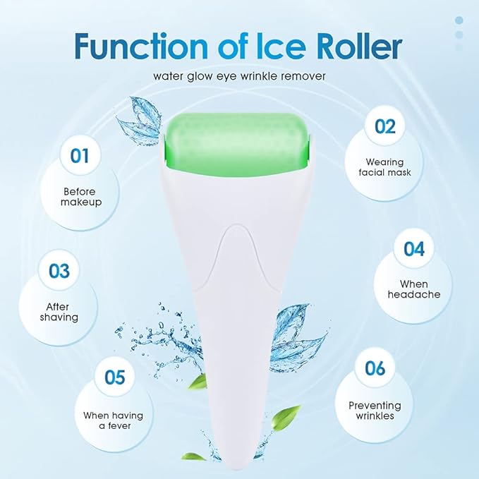 3-in-1 Natural Jade Roller and Gua Sha Set for Face and Eye Ice Roller Facial Cooling Massage Roller (White Ice Roller + Jade Roller + Gua Sha)