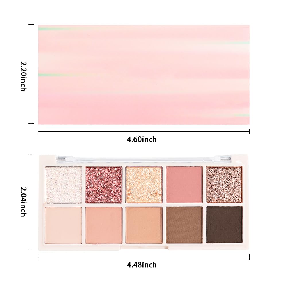 Ten Color Matte Shimmer Eyeshadow Makeup Palette,White Rose Gold Yellow Grapefruit Champagne Gold Nude Light Brown Dark Brown Black 10 Color Powder Eye shadow,Makeup Eyeshadow,Vegan & Cruelty-Free 03#