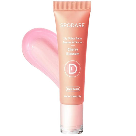 Lip Glowy Balm Cherry Blossom, Lip Staff enriched with Shea Butter, Wolfberry Extract & Hyaluronic Acid Complex, Gloss Finish - Light Weight with Shea Butter