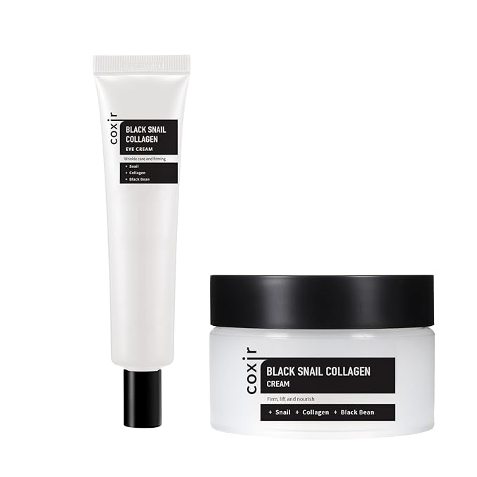coxir BLACK SNAIL COLLAGEN EYE CREAM 1.01 fl.oz + CREAM 1.01 fl.oz | Black Foods, Snail Mucin, Collagen | Firming, Lifting, Moisturizing, Korean Skin Care