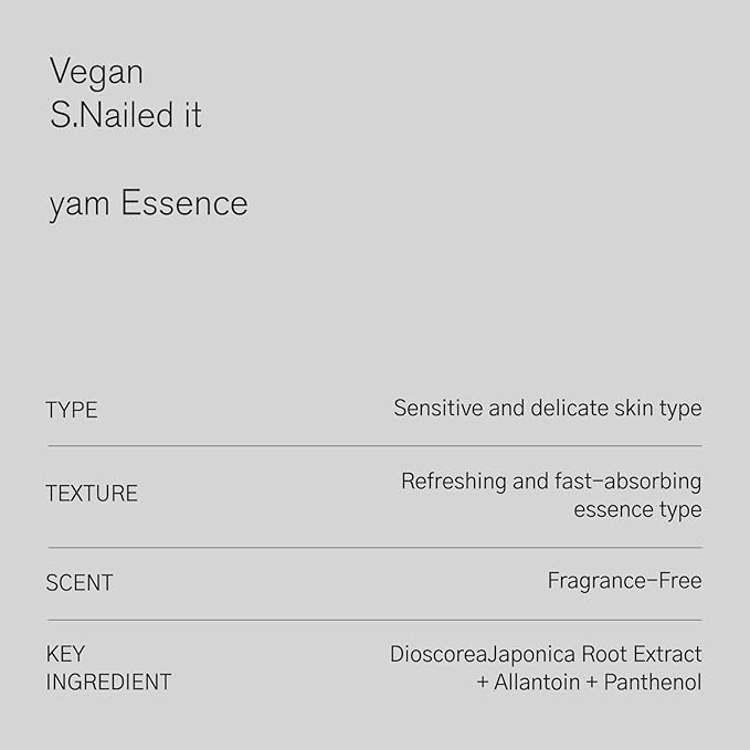 Calming & Nourishing Duo: Vegan S.Nailed it yam Essence & Propolis.t ampoule, Soothing, Firming, Korean Skincare Set