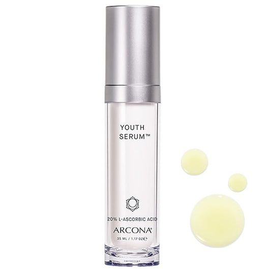 ARCONA Youth Serum - 20% Vitamin C, Bioflavonoids from Wine Extract Brightens, Tones + Firms Skin. Made In The USA