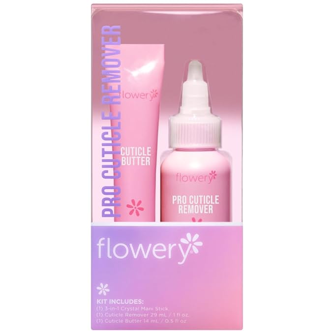 Flowery Pro Cuticle Kit, with Cuticle Butter and Pro Cuticle Remover, 2-piece Set, 1-pack