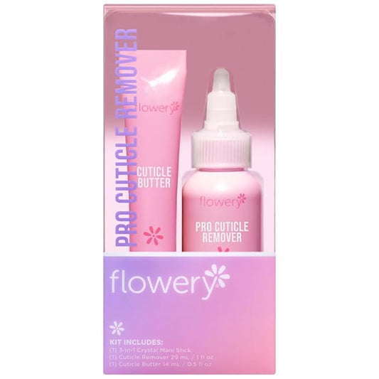 Flowery Pro Cuticle Kit, with Cuticle Butter and Pro Cuticle Remover, 2-piece Set, 1-pack
