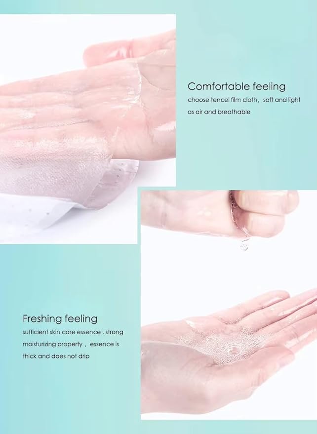 Hyaluronic Acid Face Mask – 10 Masks with Aloe & Seaweed Extracts, Face Mask for Anti-Aging, Soothing & Deep Moisturization, Korean Skin Care, For All Skin Types (25g)