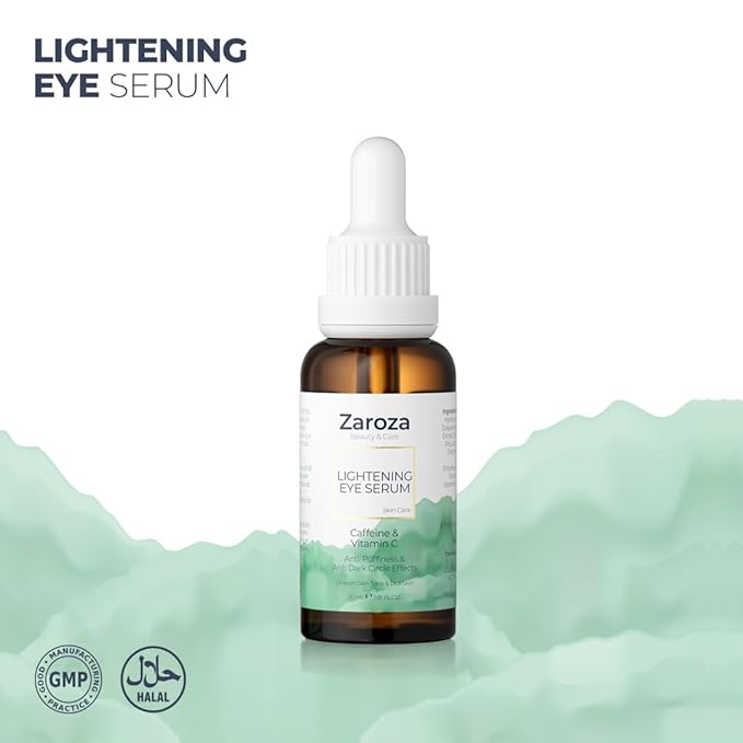 Lightening Serum – Caffeine & Vitamin C Under Eye Treatment for Dark Circles, Puffiness, Fine Lines – Hydrating & Brightening Eye Contour Serum – 30ml